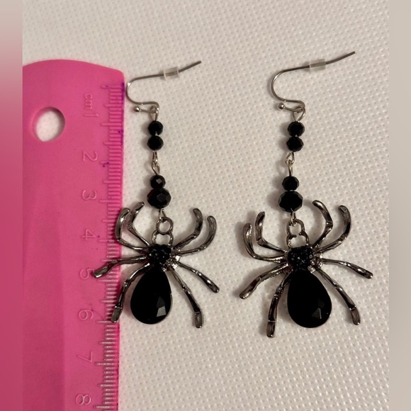Spider Dangle Earrings Black Halloween Fall Costume Accessories - Picture 3 of 6